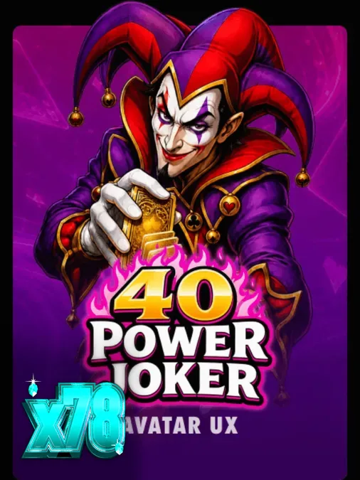 Tampilan visual slot 40 Power Joker dengan nuansa neon dan simbol buah klasik.